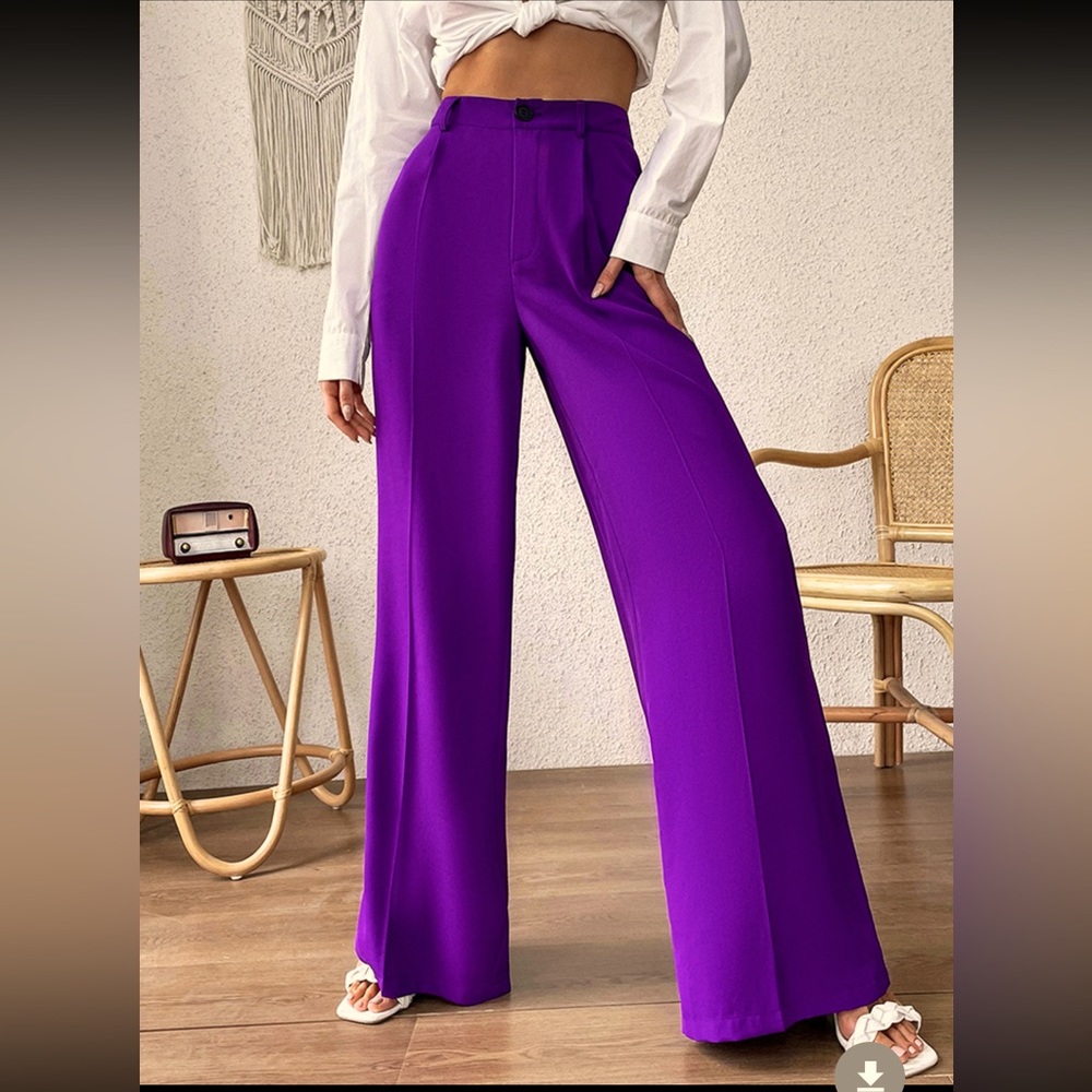 High Waist Wide Leg Pants Purple